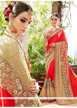 Dignified Georgette Beige Traditional Saree