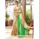 Affectionate Beige And Green Patch Border Work Georgette Designer Traditional Sarees