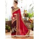 Thrilling Georgette Brown And Red Classic Saree