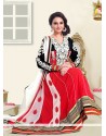 Monica Bedi Red Embroidery Anarkali Suit