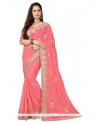 Enticing Pink Patch Border Work Designer Traditional Sarees