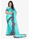 Titillating Lycra Embroidered Work Classic Saree