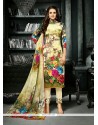 Fashionable Print Work Multi Colour Crepe Silk Churidar Designer Suit