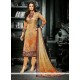 Intricate Crepe Silk Print Work Churidar Designer Suit
