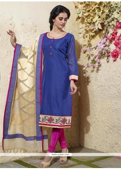 Praiseworthy Blue Chanderi Cotton Readymade Suit