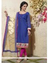 Praiseworthy Blue Chanderi Cotton Readymade Suit