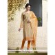 Adorable Chanderi Cotton Beige Lace Work Readymade Suit