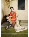 Exotic Chanderi Cotton Orange Lace Work Readymade Suit