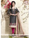 Sterling Grey Lace Work Readymade Suit