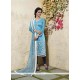 Immaculate Turquoise Lace Work Chanderi Cotton Readymade Suit