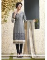 Perfect Grey Chanderi Cotton Readymade Suit