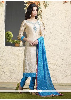 Absorbing Lace Work Chanderi Cotton Readymade Suit