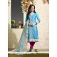 Modern Turquoise Lace Work Readymade Suit
