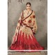 Beckoning Net Beige And Red Embroidered Work A Line Lehenga Choli