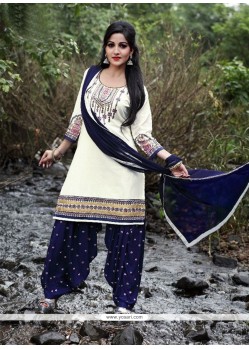 Dainty Off White Embroidered Work Punjabi Suit