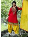 Baronial Cotton Red Punjabi Suit