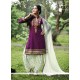 Perfect Purple Embroidered Work Cotton Punjabi Suit