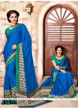 Sonorous Print Work Faux Crepe Casual Saree