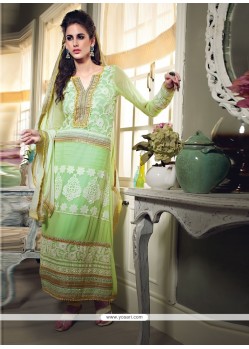 Fabulose Green Georgette Long Straight Suit