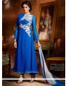 Glorious Blue Chiffon Anarkali Suit