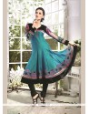 Thrilling Chanderi Cotton Blue Readymade Suit