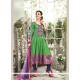 Transcendent Chanderi Cotton Green Patch Border Work Readymade Suit
