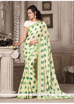 Eye-catchy Georgette Green Printed Saree