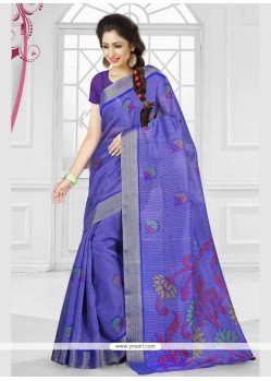 Fine Silk Purple Printed Saree