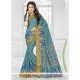 Ethnic Blue Silk Printed Saree