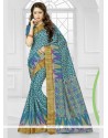 Ethnic Blue Silk Printed Saree