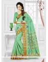 Green Print Work Silk Printed Saree