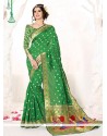 Whimsical Patch Border Work Green Classic Designer Saree