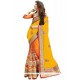 Precious Orange And Yellow Half N Half Designer Saree