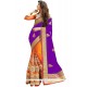 Prominent Orange And Purple Resham Work Half N Half Designer Saree