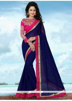 Enthralling Navy Blue Traditional Saree