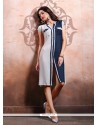 Fabulous Cotton Navy Blue And Off White Party Wear Kurti