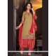 Prodigious Lace Work Beige Jacquard Punjabi Suit