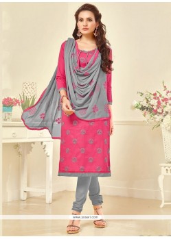 Innovative Cotton Embroidered Work Churidar Suit