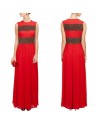 Red Georgette Pleated Maxi Dress