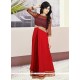 Red Georgette Embroidered Work Gown