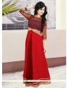 Red Georgette Embroidered Work Gown