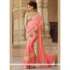 Tempting Georgette Rose Pink Patch Border Work Classic Saree