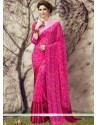 Lively Georgette Hot Pink Printed Saree