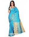 Classical Turquoise Banarasi Silk Casual Saree
