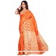 Amazing Orange Print Work Banarasi Silk Casual Saree