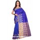 Stylish Banarasi Silk Blue Print Work Casual Saree