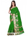 Stylish Green Print Work Banarasi Silk Casual Saree
