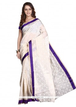 Demure Beige Banarasi Silk Casual Saree