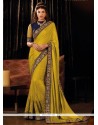 Embroidered Silk Traditional Designer Sarees In Yellow