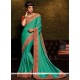 Sophisticated Patch Border Work Sea Green Classic Saree
